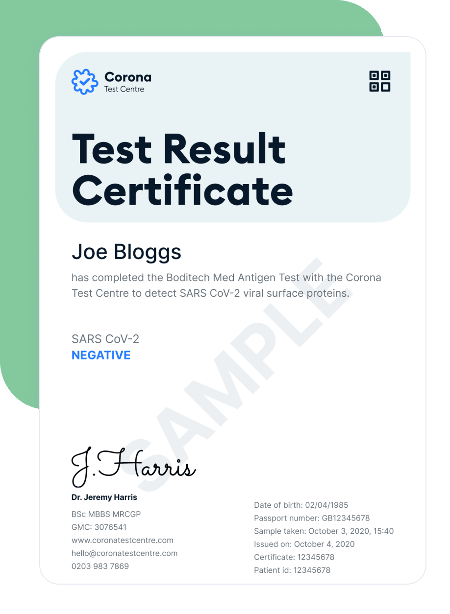 Your covid-19 test certificate